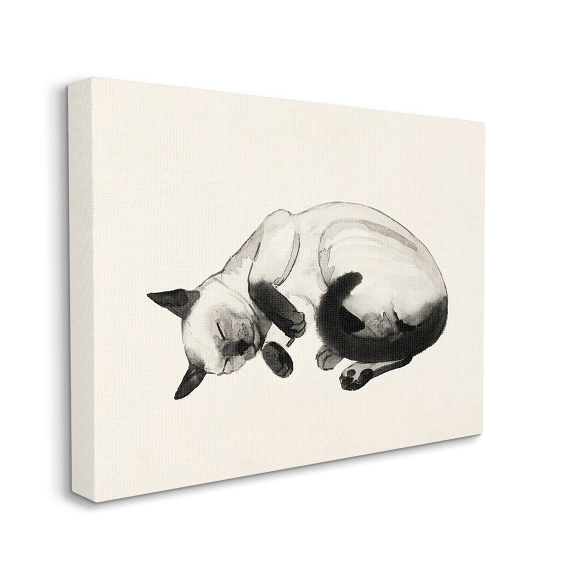 Stupell Industries Siamese Cat Nap Minimal Relaxed Pet Canvas Wall Art